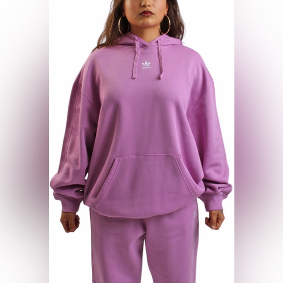 adidas Tops - NWT Adidas Essentials Oversized Fleece Hoodie Size Large in Plum Purple/Pink